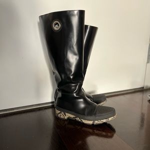 Balenciaga Black Women's River Leather Rain Boots